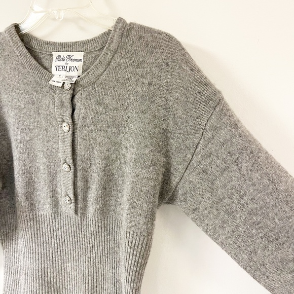 Rickie Freeman Vintage Long Sleeve wool Sweater mini Dress Gray Sz 4 holiday - Picture 6 of 9